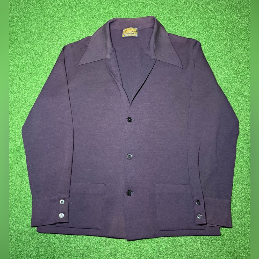 Vintage 70s Pendleton Purple Wool Carigan Large Sweater